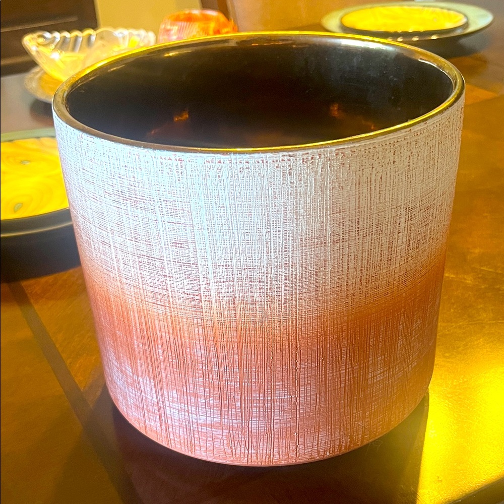 Textured White and Orange Planter